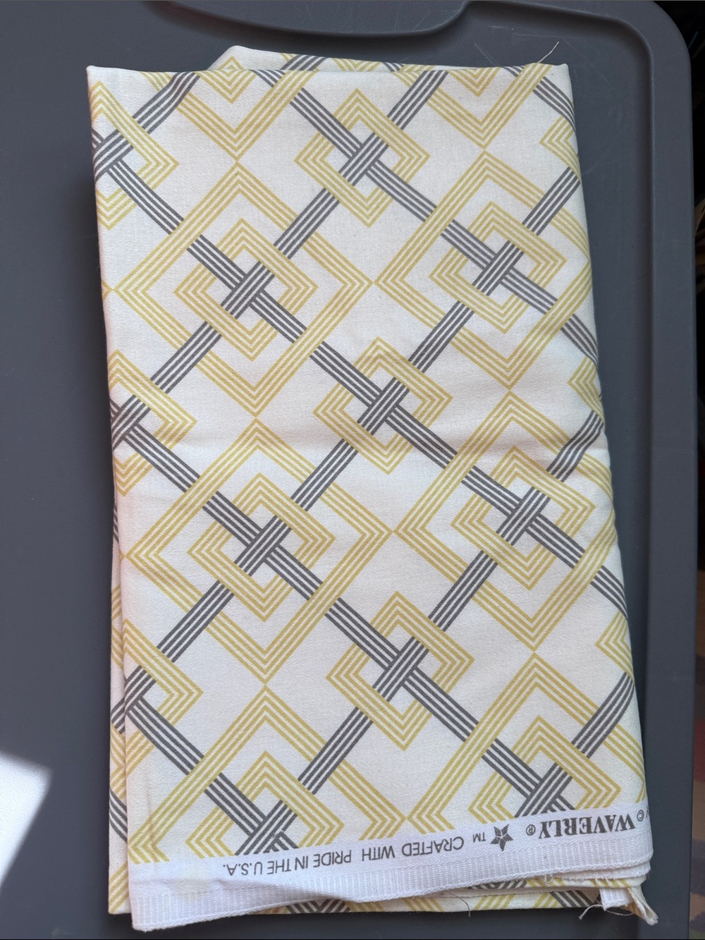 Waverly Geometric Print Fabric in Yellow and Gray 47” by 54”home decor fashion
